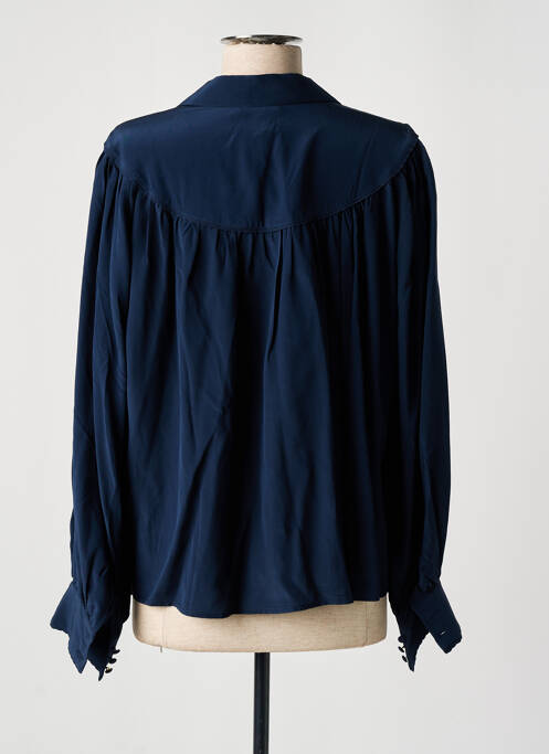 Chemisier coupe fluide manches longues bleu IDANO femme