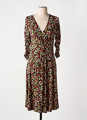Robe mi-longue coupe évasée manches 3/4 noir SASSIA femme