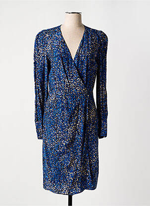 Robe mi-longue imprimé fantaisie manches longues bleu GERARD DAREL femme