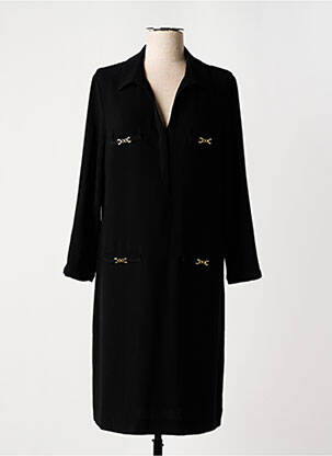 Robe mi-longue tissage crêpe manches longues noir GERARD DAREL femme