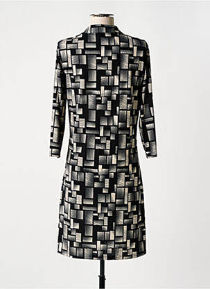 Robe mi-longue coupe fluide manches 3/4 noir VEGAS femme