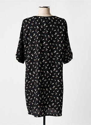 Robe mi-longue imprimé fleurs manches courtes noir MAMOUCHKA femme
