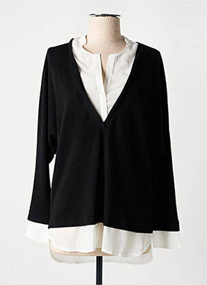 Top tissage crêpe manches longues noir EMA BLUE'S femme