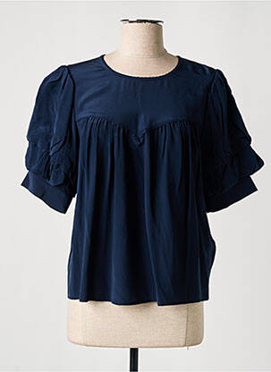 Blouse manches courtes manches courtes bleu IDANO femme