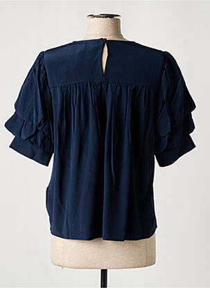 Blouse fermeture boutonnée au dos manches courtes bleu IDANO femme