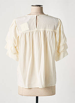 Blouse fermeture boutonnée au dos manches courtes beige IDANO femme