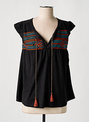 Top manches courtes manches courtes noir JAD femme
