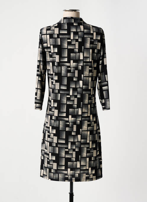 Robe mi-longue coupe fluide manches 3/4 noir VEGAS femme