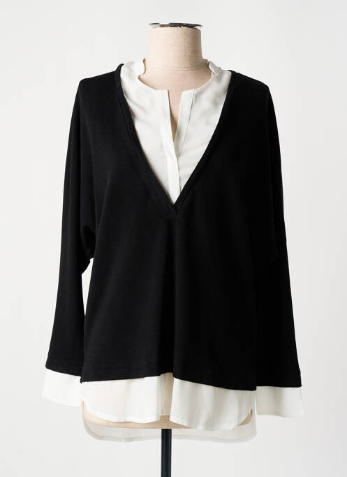 Top coupe fluide manches longues noir EMA BLUE'S femme