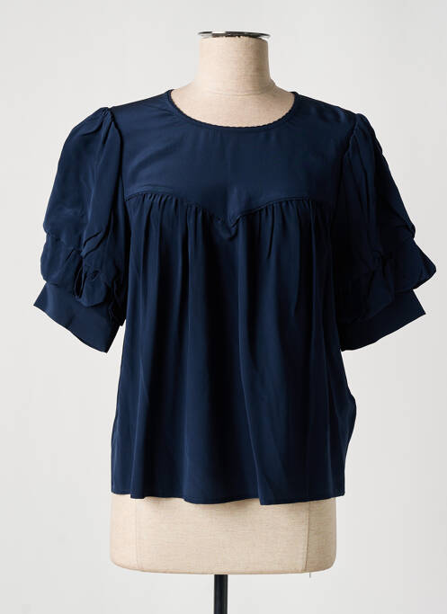 Blouse manches courtes manches courtes bleu IDANO femme