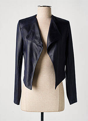 Veste simili cuir epaulette bleu MISS TIC femme