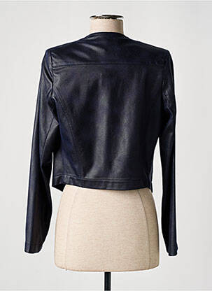 Veste simili cuir epaulette bleu MISS TIC femme