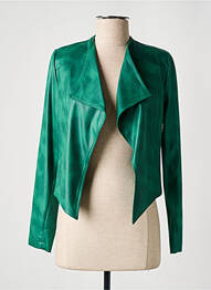 Veste simili cuir epaulette vert MISS TIC femme