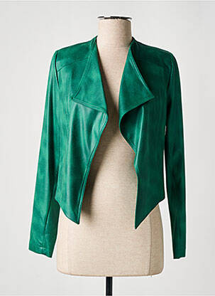 Veste simili cuir epaulette vert MISS TIC femme