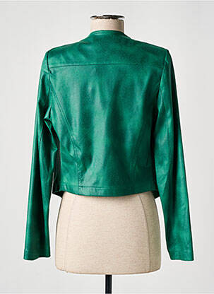 Veste simili cuir epaulette vert MISS TIC femme