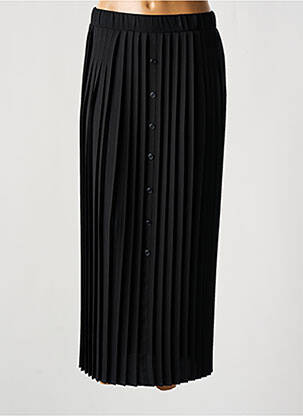 Jupe mi-longue taille haute noir COTTONADE femme