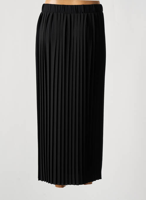 Jupe mi-longue taille haute noir COTTONADE femme