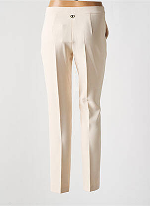 Pantalon droit tissage crêpe taille normale beige TWINSET femme
