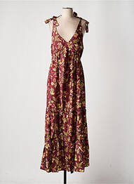 Robe longue imprimé fleurs fines bretelles rouge VERDISSIMA femme