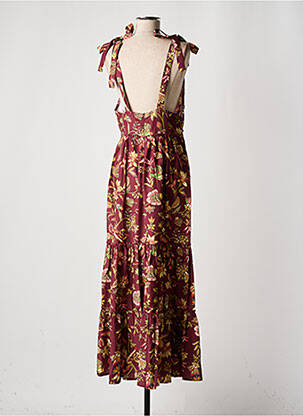 Robe longue manches dos nu fines bretelles rouge VERDISSIMA femme
