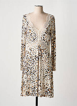 Robe mi-longue manches longues manches longues beige TWINSET femme