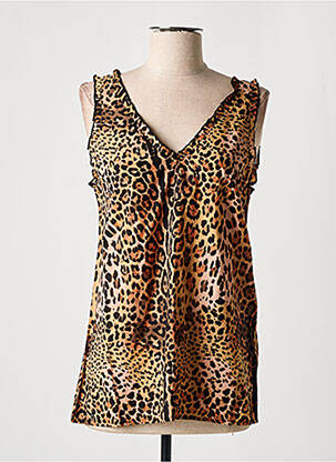 Top col v sans manche marron VERDISSIMA femme