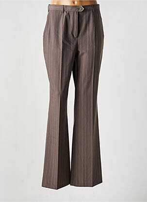 Pantalon droit fermeture zippée sous rabat boutonné taille normale marron LUCIA femme