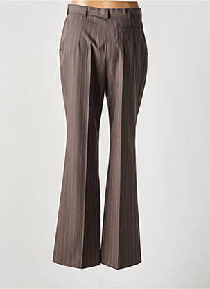 Pantalon droit fermeture zippée sous rabat boutonné taille normale marron LUCIA femme