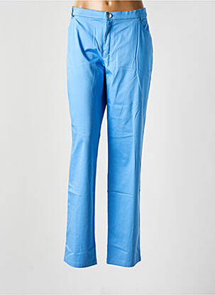 Pantalon droit fermeture zippée sous rabat boutonné taille normale bleu LUCIA femme