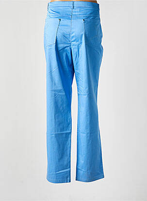 Pantalon droit fermeture zippée sous rabat boutonné taille normale bleu LUCIA femme