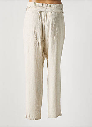 Pantalon large fermeture zippée sous rabat avec crochet taille haute beige SAINT TROPEZ femme