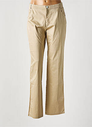 Pantalon chino fermeture zippée sous rabat boutonné taille normale beige PURE BY LUCIA femme