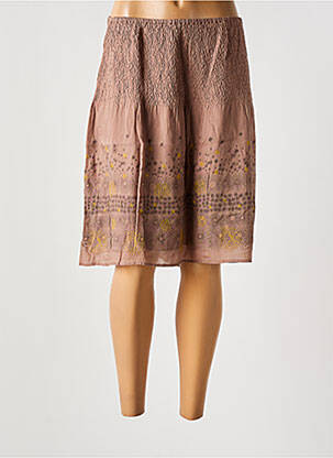 Jupe mi-longue doublure textile marron NOA NOA femme