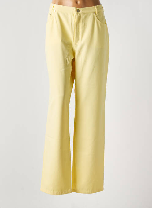 Pantalon droit stretch taille normale jaune LUCIA femme