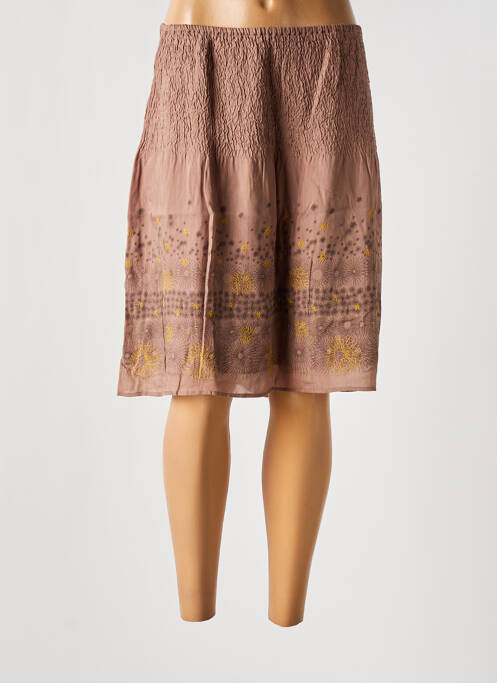 Jupe mi-longue doublure textile marron NOA NOA femme