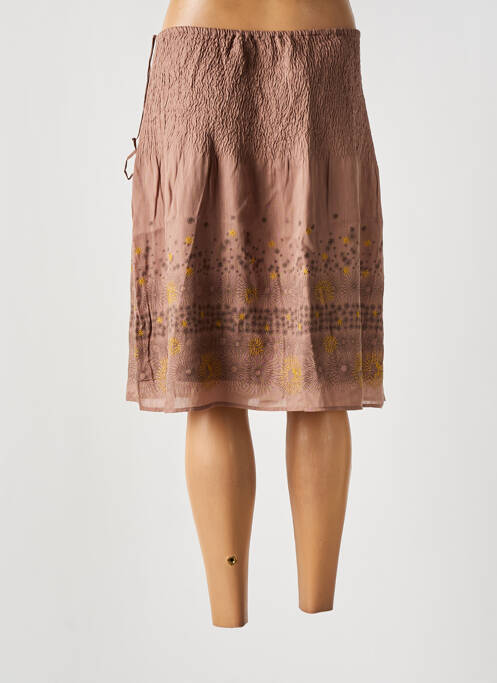 Jupe mi-longue doublure textile marron NOA NOA femme