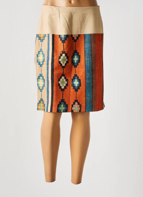 Jupe mi-longue doublure textile beige NICE THINGS femme