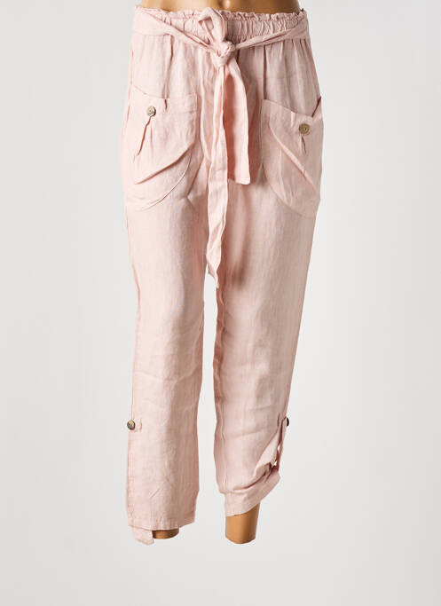 Pantalon 7/8 rose PURO LINO pour femme