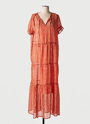 Robe longue manches courtes manches courtes orange SAINT TROPEZ femme