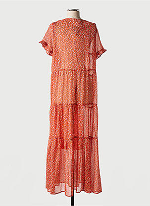 Robe longue manches courtes manches courtes orange SAINT TROPEZ femme