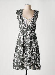Robe mi-longue imprimé fleurs manches courtes gris NOA NOA femme