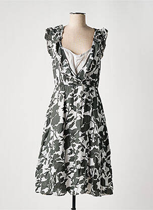 Robe mi-longue imprimé fleurs manches courtes gris NOA NOA femme