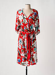 Robe mi-longue manches 3/4 manches 3/4 rouge SWEEWË femme