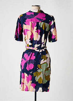 Robe mi-longue imprimé fleurs manches courtes bleu NICE THINGS femme
