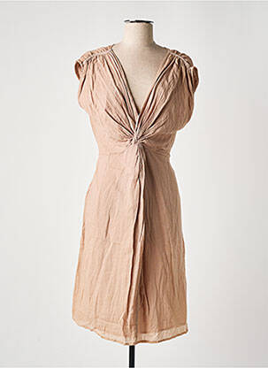 Robe mi-longue coupe évasée manches courtes beige clair NOA NOA femme