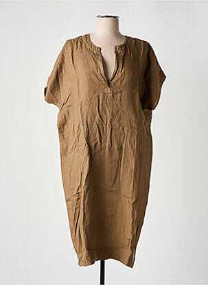 Robe mi-longue manches courtes manches courtes marron BY BAR femme