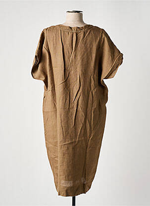 Robe mi-longue coupe fluide manches courtes marron BY BAR femme