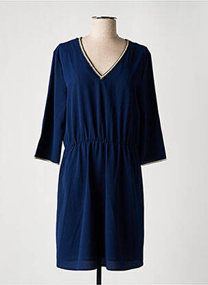 Robe mi-longue coupe fluide manches longues bleu PAJ CONCEPT femme