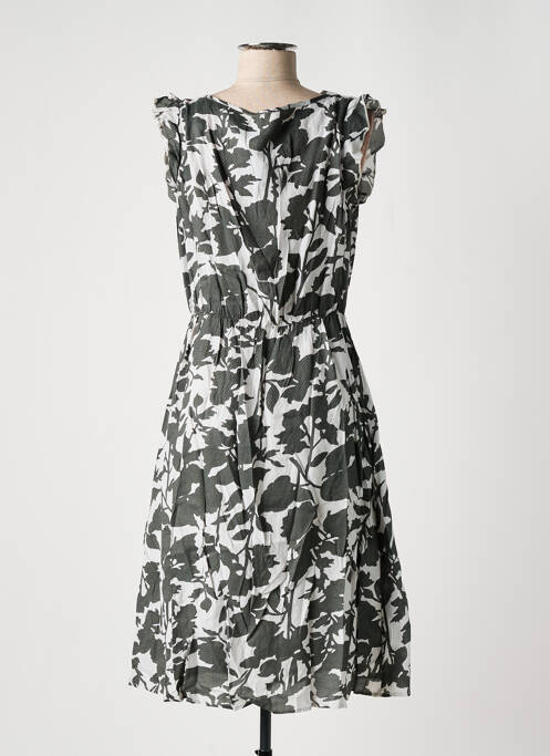 Robe mi-longue imprimé fleurs manches courtes gris NOA NOA femme