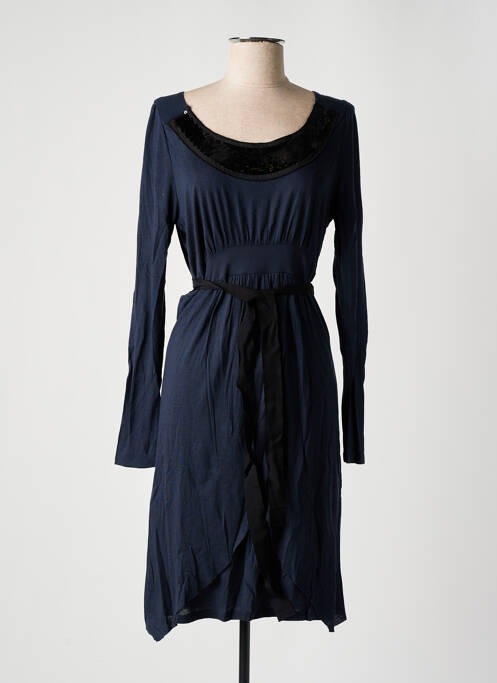 Robe mi-longue manches longues manches longues bleu NOA NOA femme